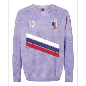 USA Jersey Soccer, Retro 10 American Football USA Soccer Colorblast Crewneck Sweatshirt