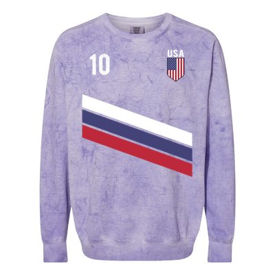 USA Jersey Soccer, Retro 10 American Football USA Soccer Colorblast Crewneck Sweatshirt