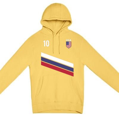 USA Jersey Soccer, Retro 10 American Football USA Soccer Premium Pullover Hoodie