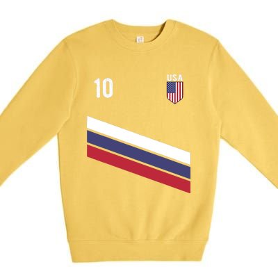 USA Jersey Soccer, Retro 10 American Football USA Soccer Premium Crewneck Sweatshirt