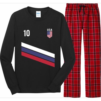 USA Jersey Soccer, Retro 10 American Football USA Soccer Long Sleeve Pajama Set