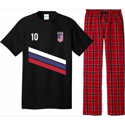 USA Jersey Soccer, Retro 10 American Football USA Soccer Pajama Set