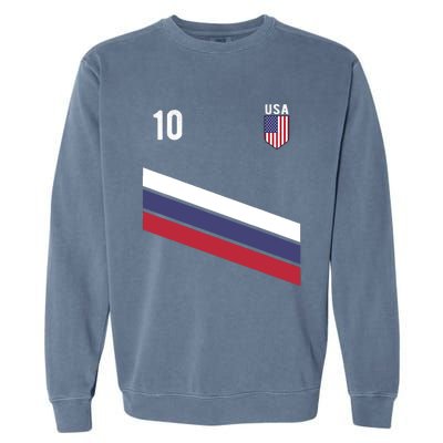 USA Jersey Soccer, Retro 10 American Football USA Soccer Garment-Dyed Sweatshirt