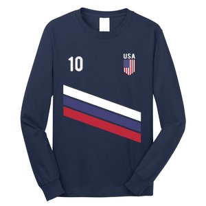 USA Jersey Soccer, Retro 10 American Football USA Soccer Long Sleeve Shirt