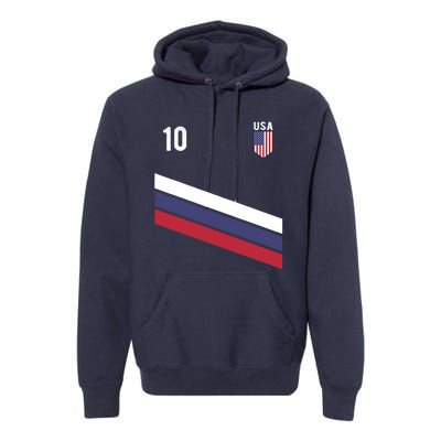 USA Jersey Soccer, Retro 10 American Football USA Soccer Premium Hoodie