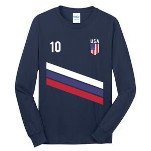 USA Jersey Soccer, Retro 10 American Football USA Soccer Tall Long Sleeve T-Shirt