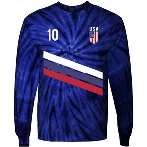 USA Jersey Soccer, Retro 10 American Football USA Soccer Tie-Dye Long Sleeve Shirt