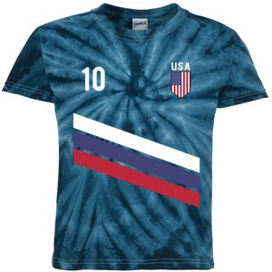 USA Jersey Soccer, Retro 10 American Football USA Soccer Kids Tie-Dye T-Shirt