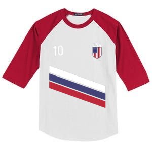 USA Jersey Soccer, Retro 10 American Football USA Soccer Kids Colorblock Raglan Jersey