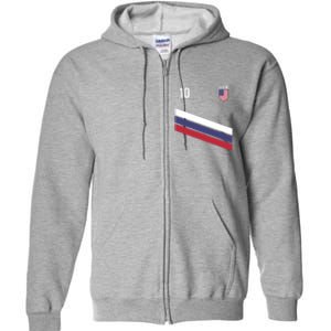 USA Jersey Soccer, Retro 10 American Football USA Soccer Full Zip Hoodie