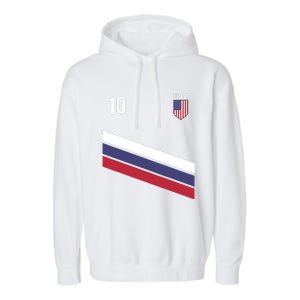 USA Jersey Soccer, Retro 10 American Football USA Soccer Garment-Dyed Fleece Hoodie