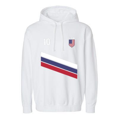 USA Jersey Soccer, Retro 10 American Football USA Soccer Garment-Dyed Fleece Hoodie