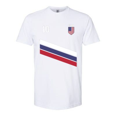 USA Jersey Soccer, Retro 10 American Football USA Soccer Softstyle CVC T-Shirt