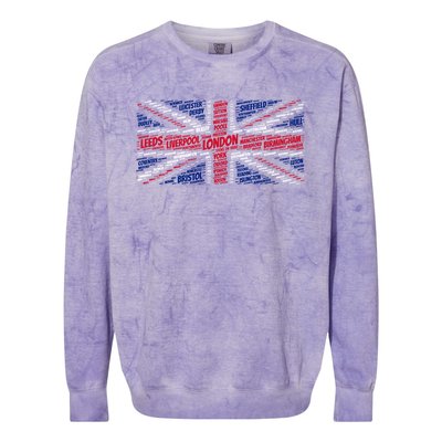 Union Jack With City Called Word Art Gift Colorblast Crewneck Sweatshirt