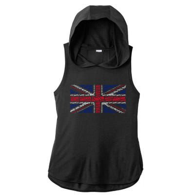 Union Jack With City Called Word Art Gift Ladies PosiCharge Tri-Blend Wicking Draft Hoodie Tank