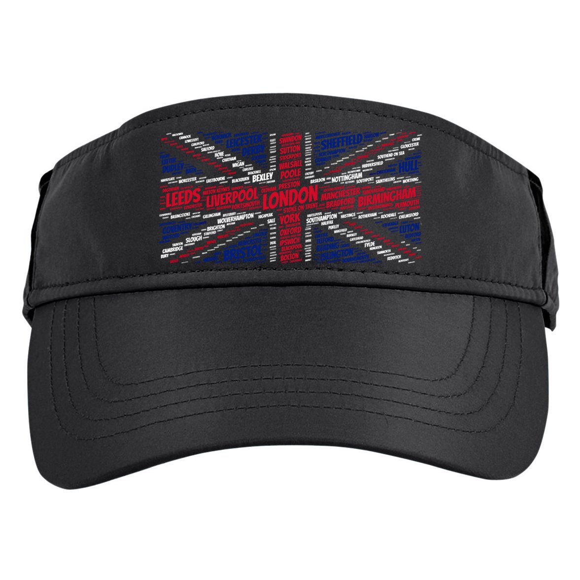 Union Jack With City Called Word Art Gift Adult Drive Performance Visor