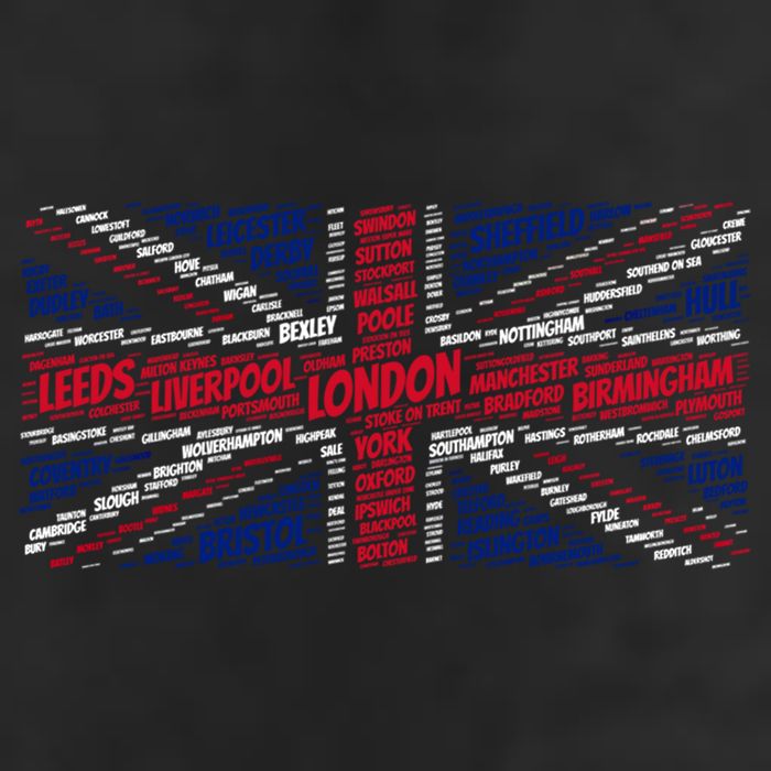 Union Jack With City Called Word Art Gift Adult Drive Performance Visor
