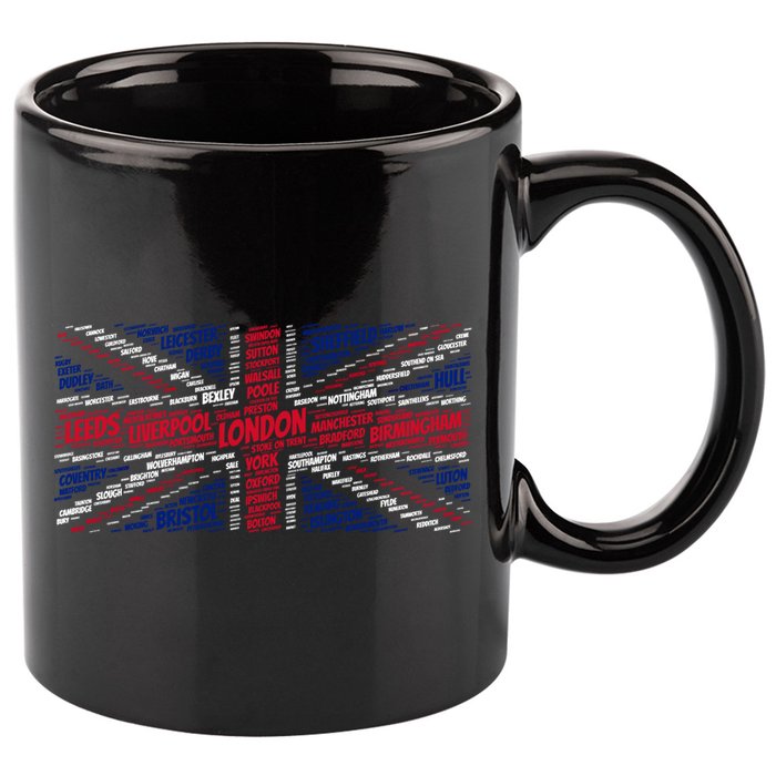 Union Jack With City Called Word Art Gift 11oz C Handle Ceramic Mug