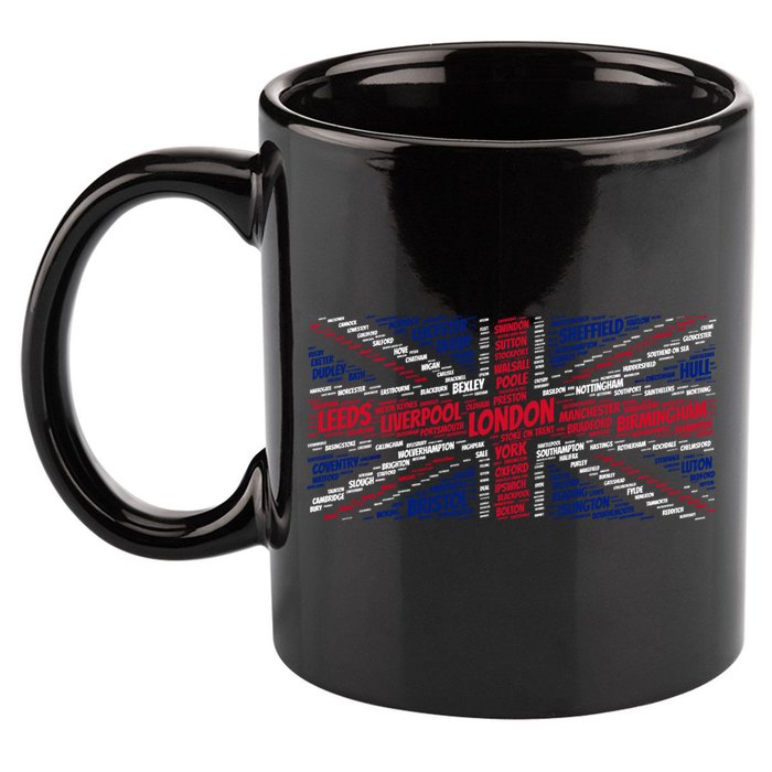 Union Jack With City Called Word Art Gift 11oz C Handle Ceramic Mug