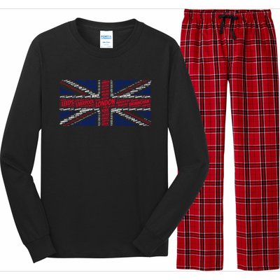 Union Jack With City Called Word Art Gift Long Sleeve Pajama Set