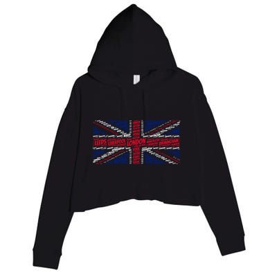 Union Jack With City Called Word Art Gift Crop Fleece Hoodie