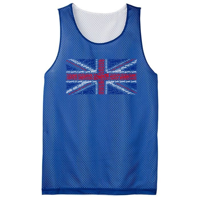 Union Jack With City Called Word Art Gift Mesh Reversible Basketball Jersey Tank