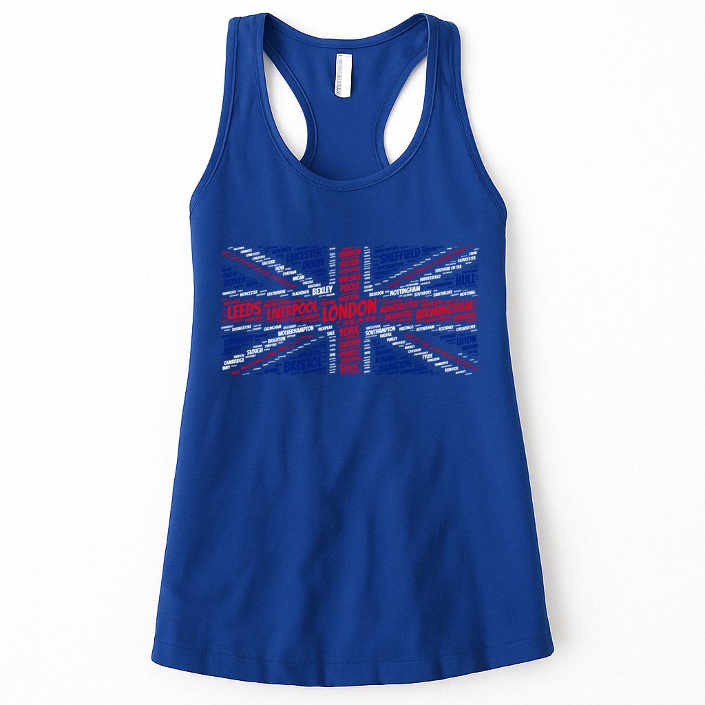 Union Jack With City Called Word Art Gift Womens Tank Top