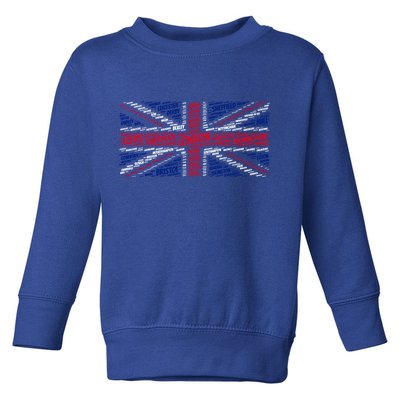 Union Jack With City Called Word Art Gift Toddler Sweatshirt