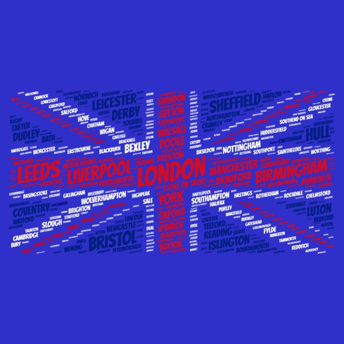 Union Jack With City Called Word Art Gift Womens T-Shirt
