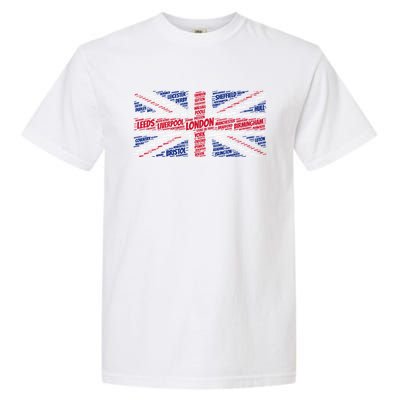 Union Jack With City Called Word Art Gift Garment-Dyed Heavyweight T-Shirt