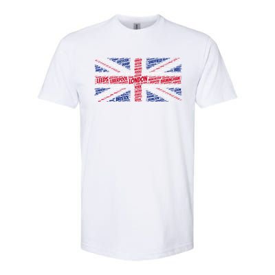 Union Jack With City Called Word Art Gift Softstyle CVC T-Shirt