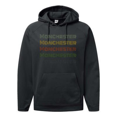 United Kingdom 70S City Retro Vintage Manchester Performance Fleece Hoodie