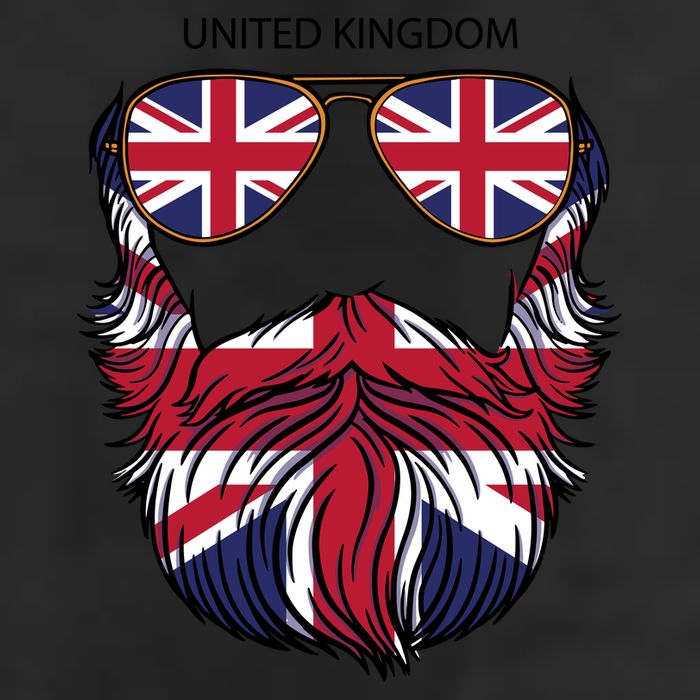 United Kingdom Beard Flag 7 Panel Mesh Trucker Snapback Hat
