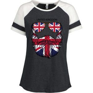 United Kingdom Beard Flag Enza Ladies Jersey Colorblock Tee