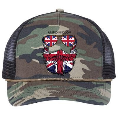 United Kingdom Beard Flag Retro Rope Trucker Hat Cap