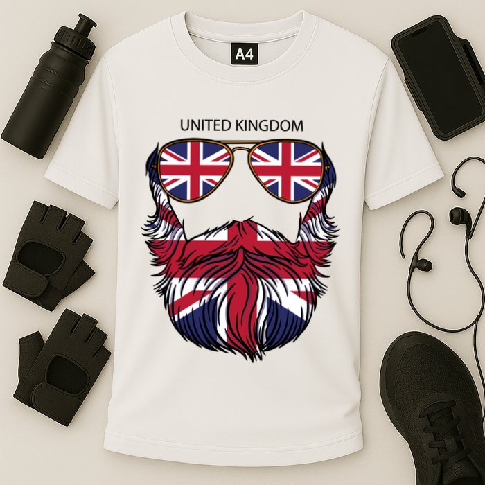 United Kingdom Beard Flag Cooling Performance Crew T-Shirt