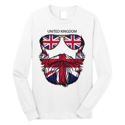 United Kingdom Beard Flag Long Sleeve Shirt