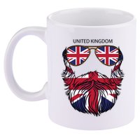 United Kingdom Beard Flag 11oz C Handle Ceramic Mug