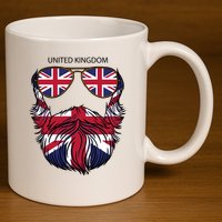 United Kingdom Beard Flag 11oz C Handle Ceramic Mug