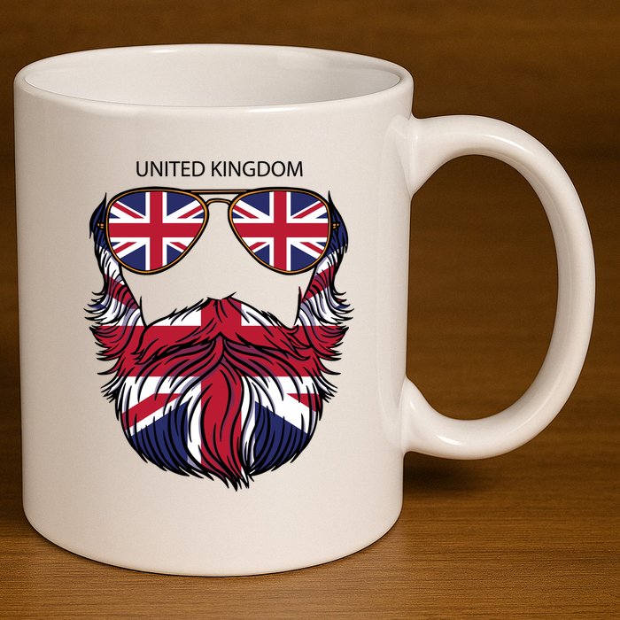 United Kingdom Beard Flag 11oz C Handle Ceramic Mug