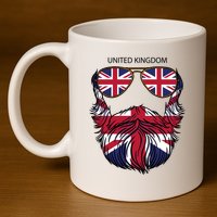 United Kingdom Beard Flag 11oz C Handle Ceramic Mug
