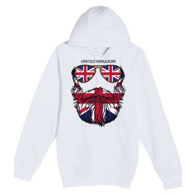 United Kingdom Beard Flag Premium Pullover Hoodie