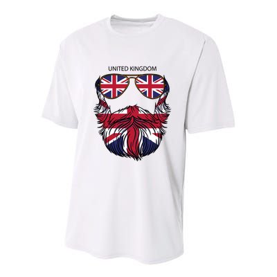 United Kingdom Beard Flag Youth Performance Sprint T-Shirt
