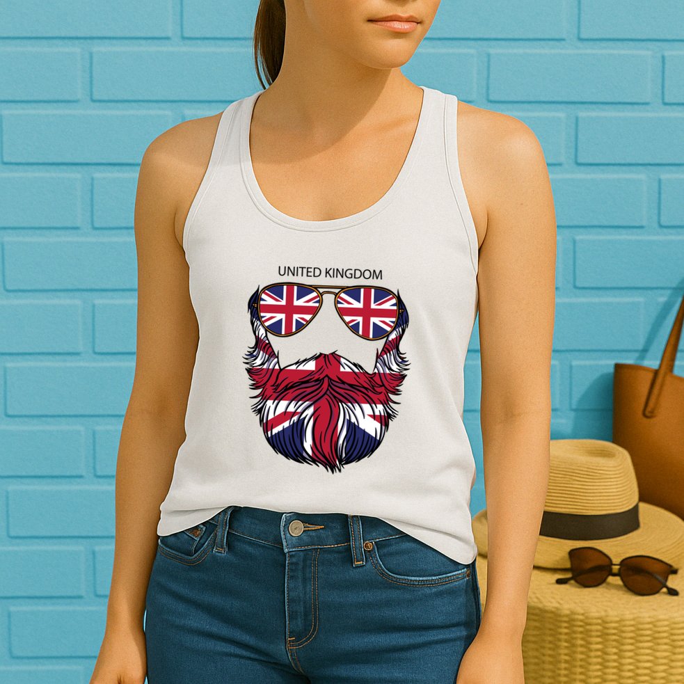 United Kingdom Beard Flag Womens Tank Top