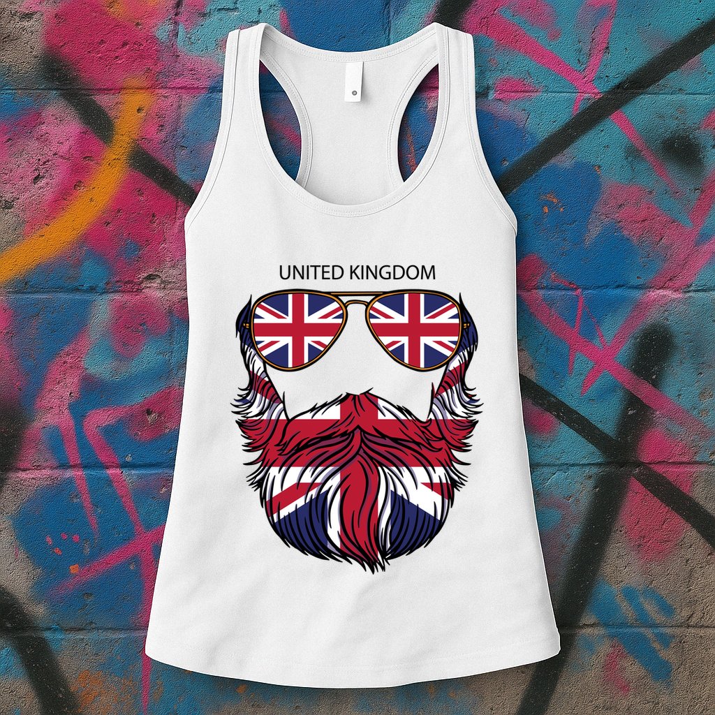 United Kingdom Beard Flag Womens Tank Top