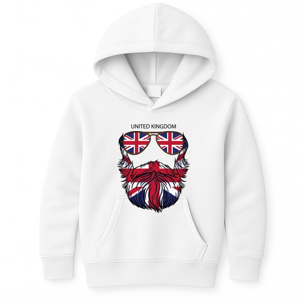 United Kingdom Beard Flag Kids Hoodie