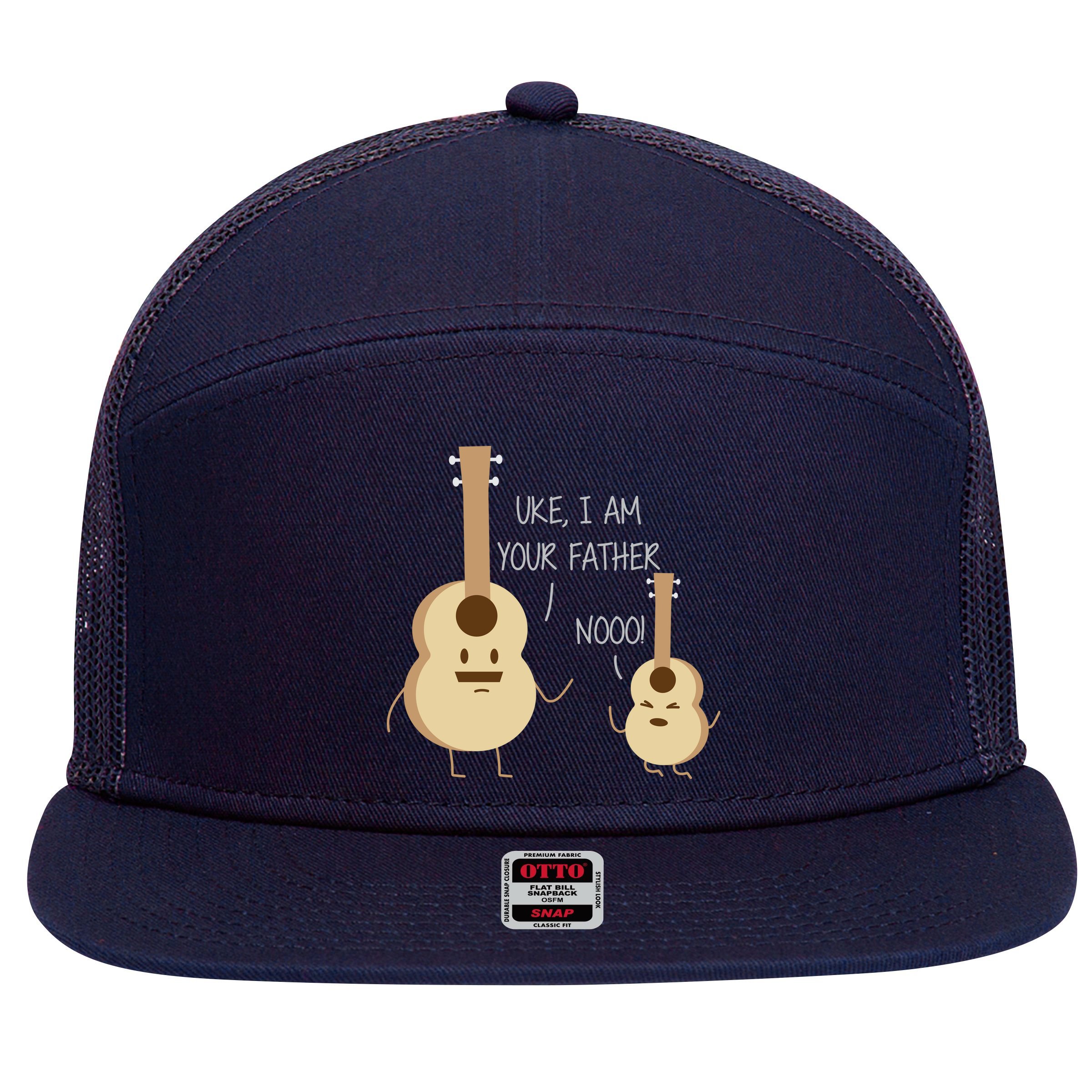 Uke I Am Your Father Ukulele Guitar 7 Panel Mesh Trucker Snapback Hat