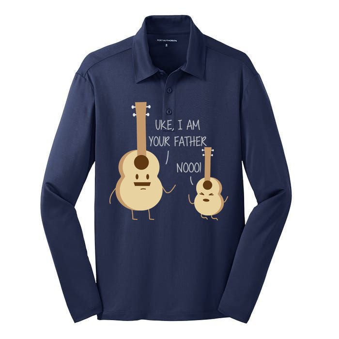 Uke I Am Your Father Ukulele Guitar Silk Touch Performance Long Sleeve Polo