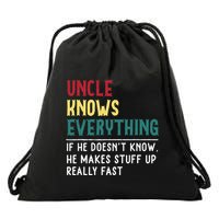 Uncle know Everything Father's day gift for Funny Uncle Dad Drawstring Bag