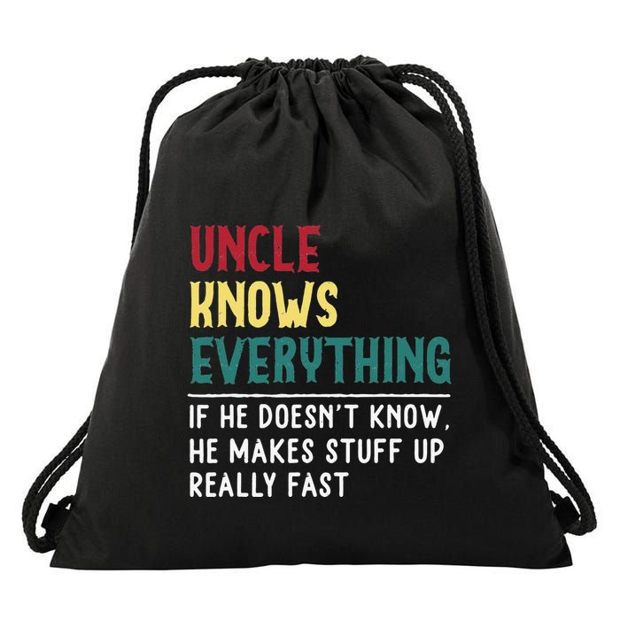 Uncle know Everything Father's day gift for Funny Uncle Dad Drawstring Bag